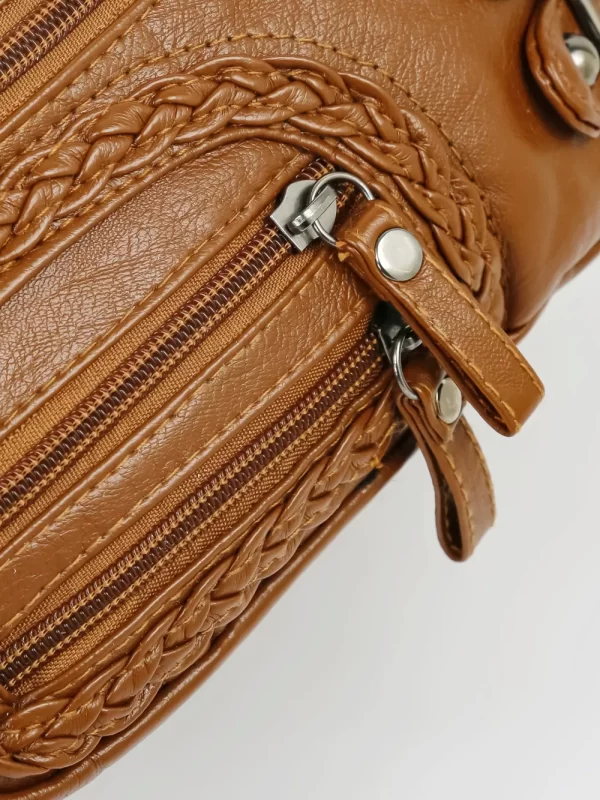 Multi Pockets PU Leather Shoulder Bag - Image 4