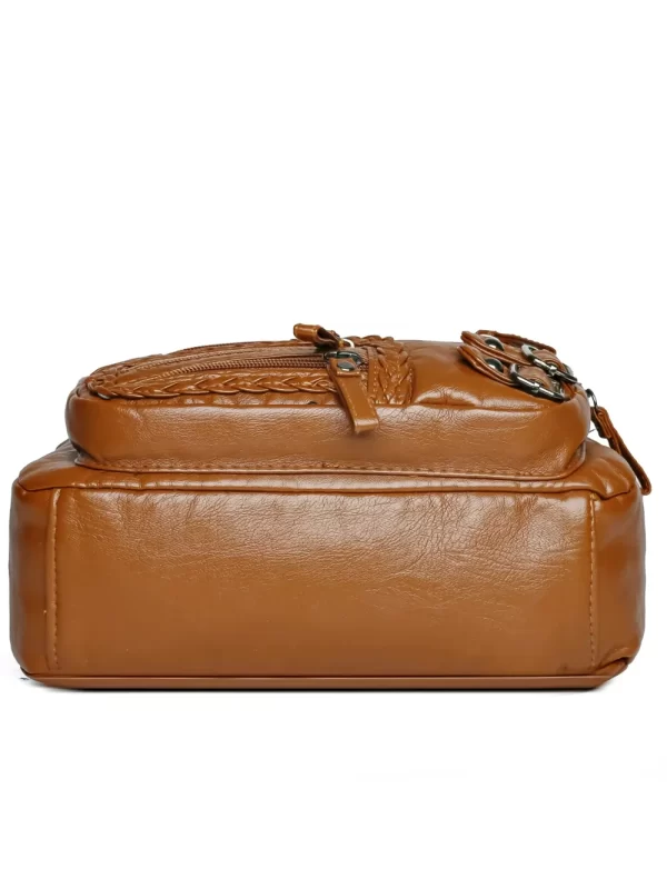 Multi Pockets PU Leather Shoulder Bag - Image 8