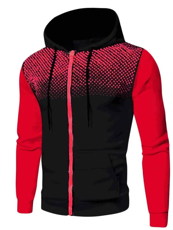 Men's Plus Size Drawstring Zip Up Hoodie - Image 3