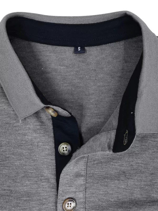 Men's Full Size Long Sleeve Pocket Polo Shirt Plus Size - Image 11