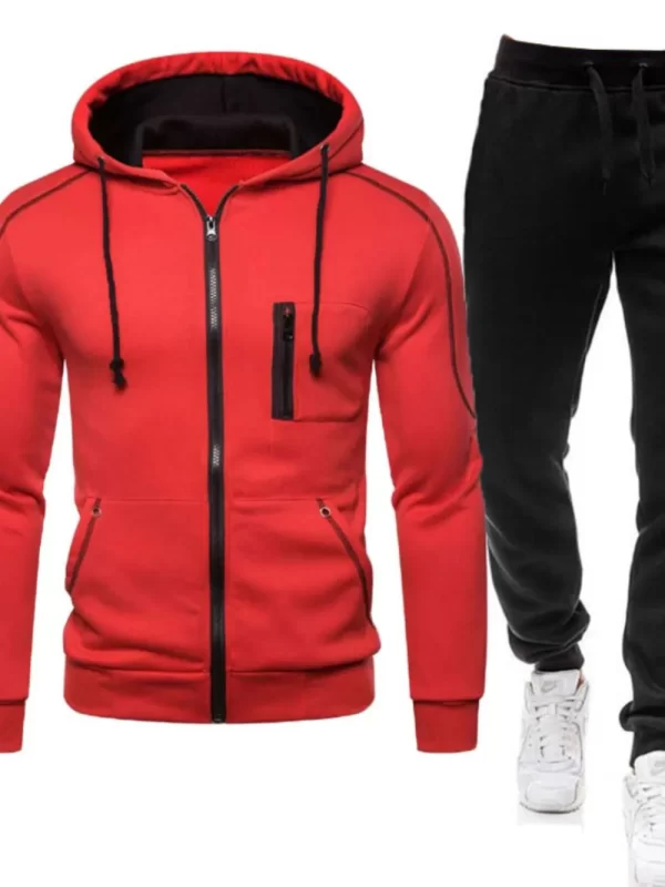 Men's Full Size Zip Up Long Sleeve Hoodie and Pants Set Plus Size - Image 3