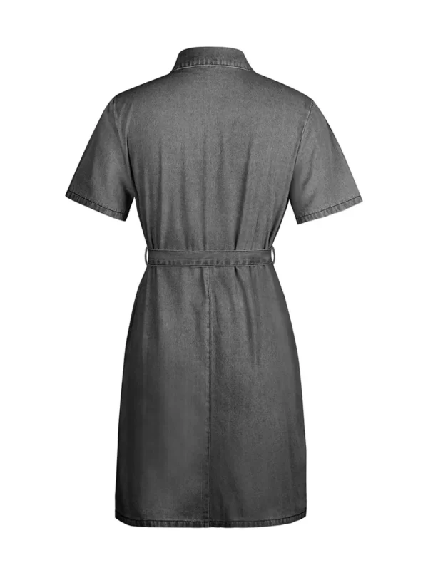 Full Size Zip Front Short Sleeve Denim Dress Plus Size - Image 2