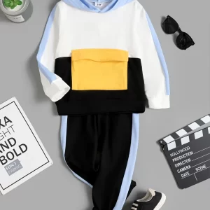 Children's Color Block Hoodie and Pants Set