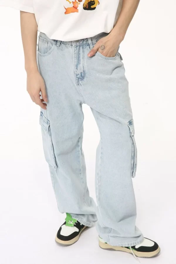 Men's Washed Straight Cargo Jeans - Image 6