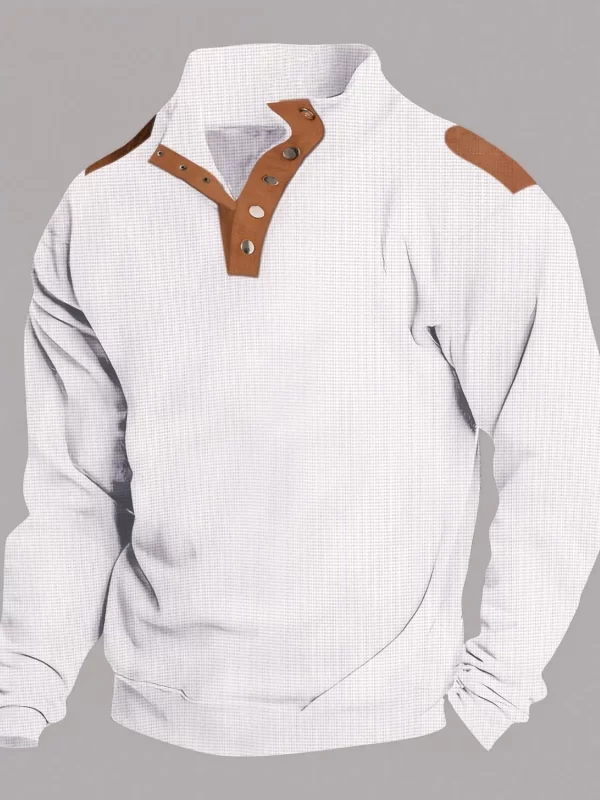 Men's Full Size Stand Collar Long Sleeve Polo Plus Size - Image 8