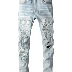 Men's Distressed Jeans with Pockets