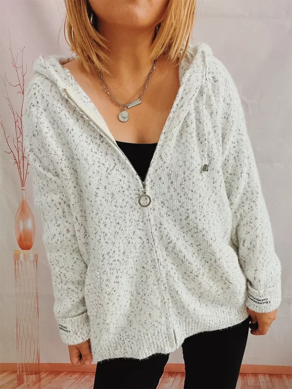 Zip Up Drawstring Long Sleeve Hooded Sweater - Image 16