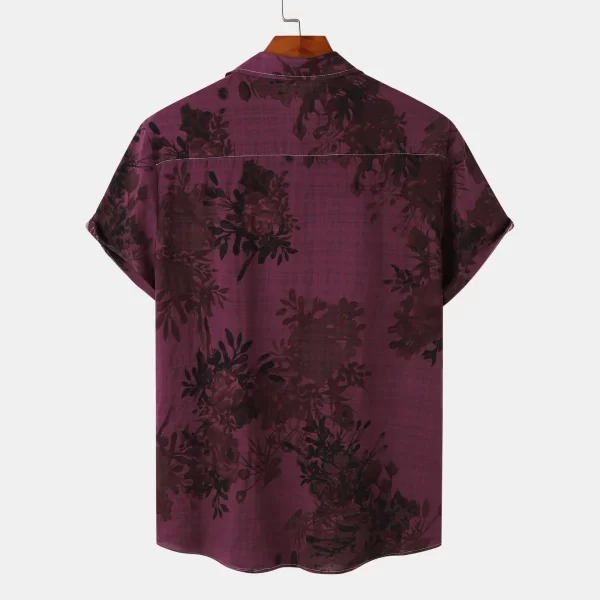 Men's Plus Size Printed Short Sleeve Button Down Casual Shirt - Image 6
