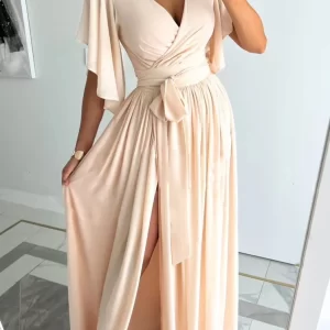 Flutter Sleeve Surplice Tie Waist Dress