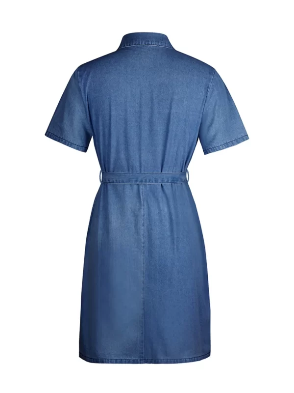 Full Size Zip Front Short Sleeve Denim Dress Plus Size - Image 5