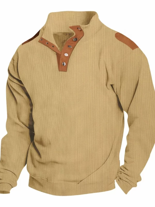 Men's Full Size Quarter Snap Long Sleeve Top Plus Size - Image 5