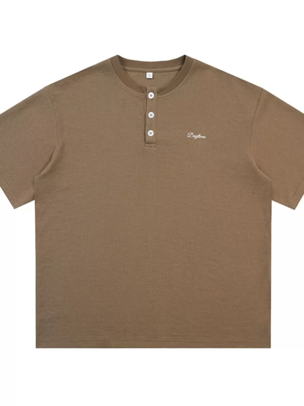 Men's Button Detail Half Sleeve Top - Image 3