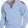 Men's Full Size Stand Collar Long Sleeve Polo Plus Size