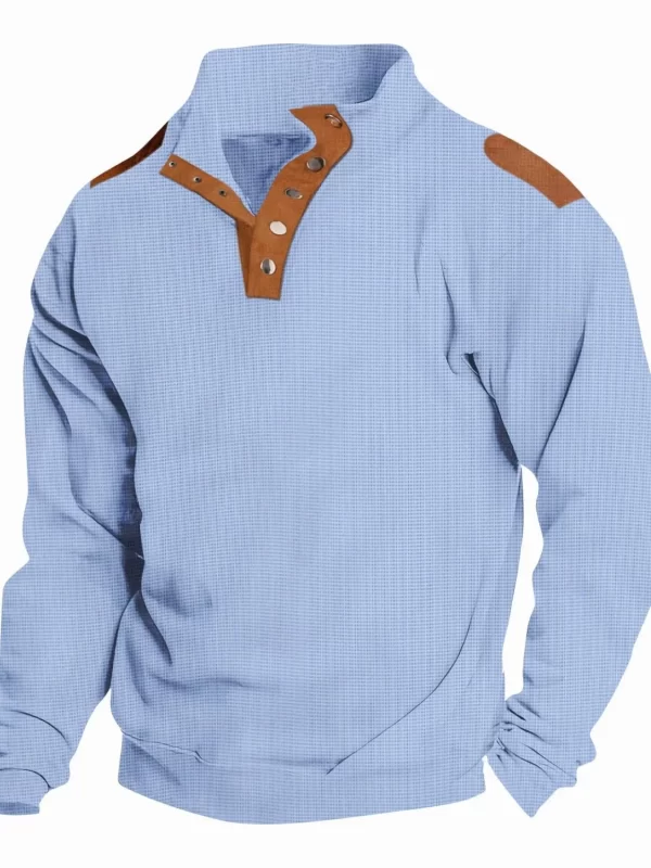 Men's Full Size Stand Collar Long Sleeve Polo Plus Size