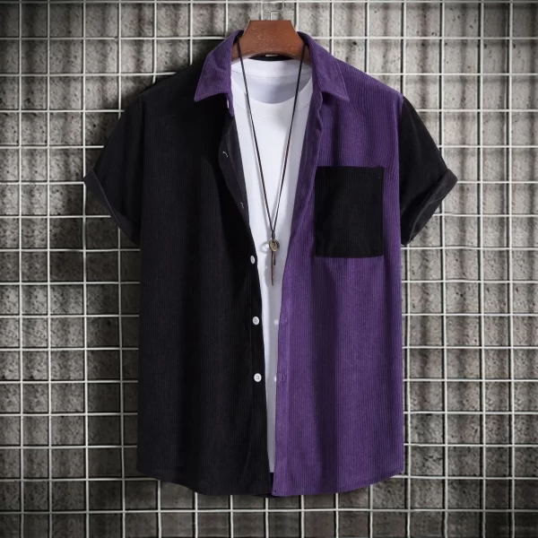 Men's Plus Size Classic Color Block Short Sleeve Shirt