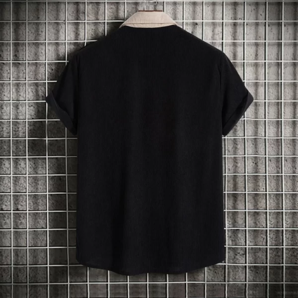 Men's Plus Size Classic Color Block Short Sleeve Shirt - Image 3