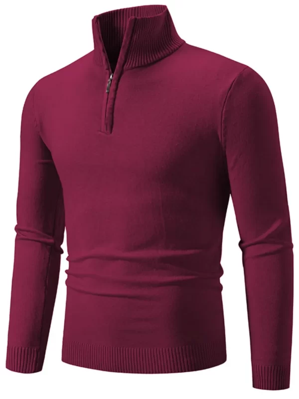Men's Plus Size Quarter Zip Long Sleeve Knit Top - Image 5