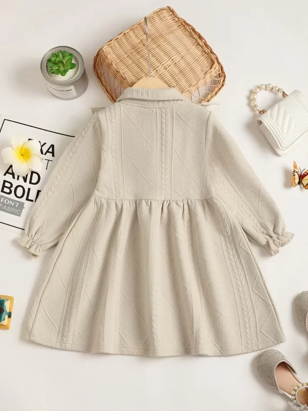 Children's Ruffled Bow Collared Neck Dress - Image 7
