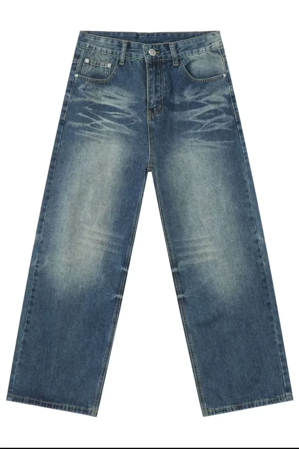 Men's Washed Wide Leg Jeans with Pockets - Image 3