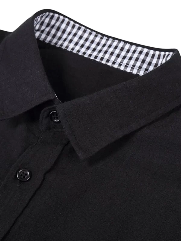 Men's Button-Down Shirt with Gingham Contrast - Image 4