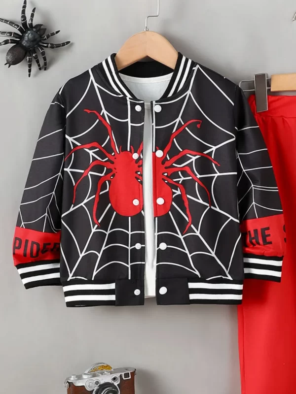 Spider Baseball Collar Top and Pants Set - Image 3