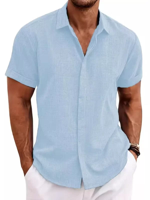 Men's Full Size Collared Neck Short Sleeve Shirt Plus Size - Image 4