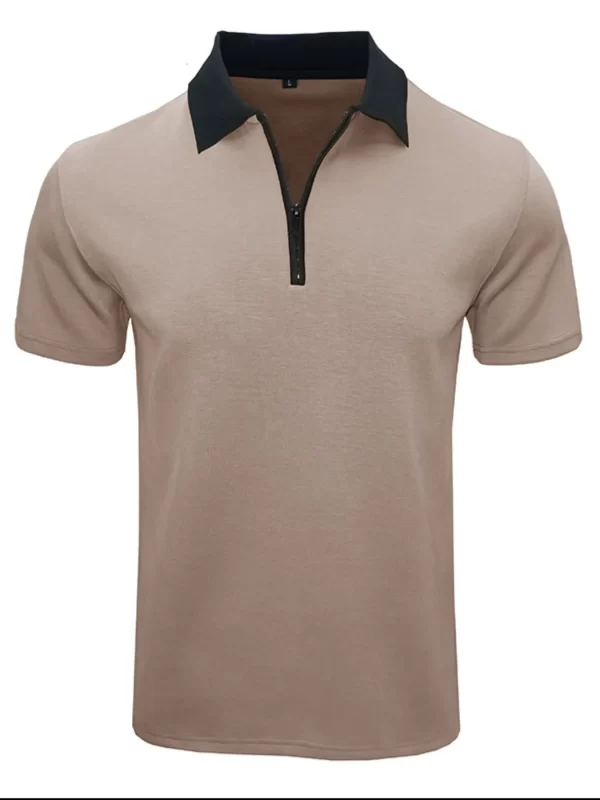 Men's Contrast Collar Quarter-Zip Polo Shirt - Image 10
