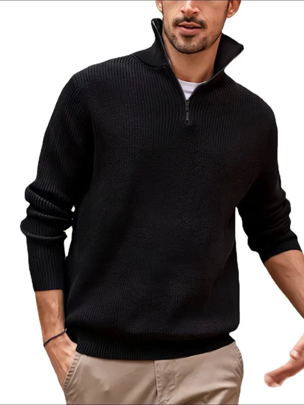 Men's Full Size Quarter Zip Long Sleeve Top Plus Size - Image 2
