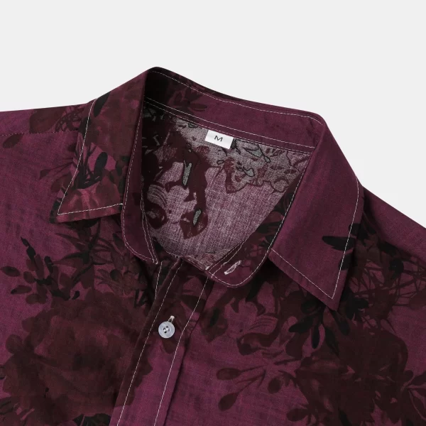 Men's Plus Size Printed Short Sleeve Button Down Casual Shirt - Image 5