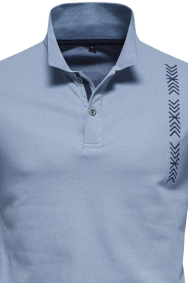 Men's Collared Neck Geometric Embroidered Polo - Image 8