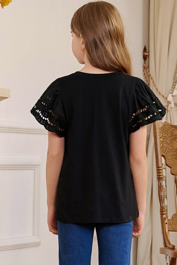 Round Neck Flutter Sleeve T-Shirt - Image 7