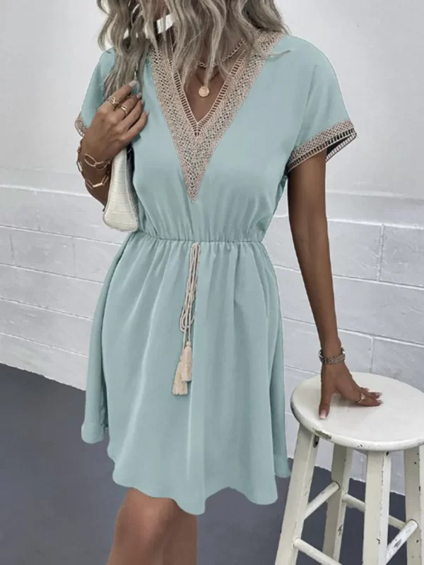 Full Size V-Neck Short Sleeve Dress Plus Size - Image 9
