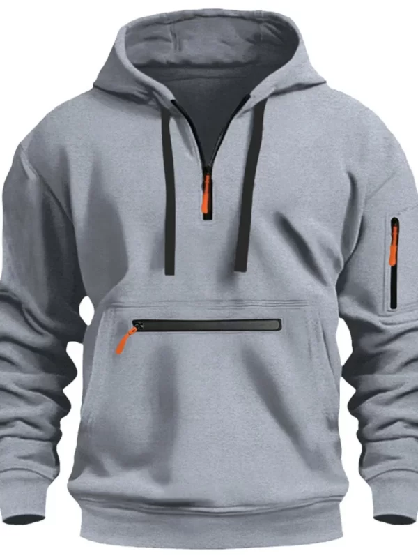 Men's Full Drawstring Half Zip Hoodie Plus Size - Image 5