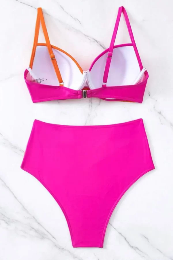 Contrast Sweetheart Neck Bikini Set - Image 2