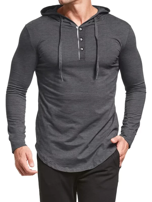 Men's Plus Size Drawstring Long Sleeve Hoodie - Image 3