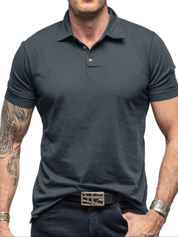 Men's Collared Neck Short Sleeve Polo Shirt - Image 5