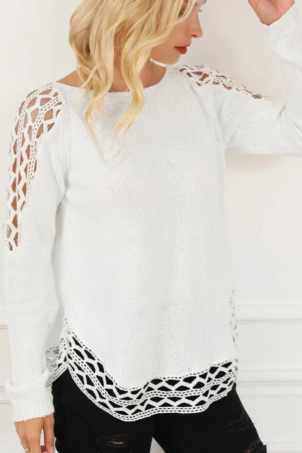 Scoop Neck Hollow Out Sweater - Image 3