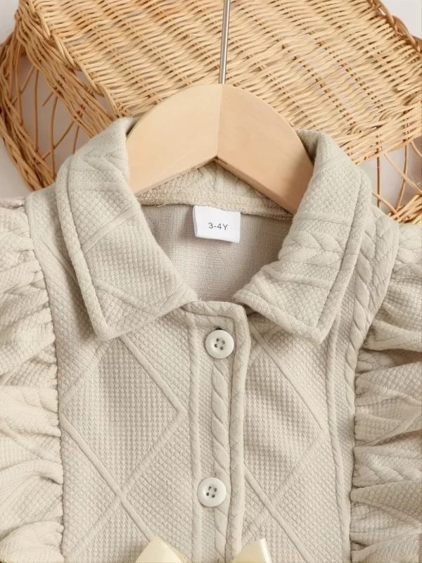 Children's Ruffled Bow Collared Neck Dress - Image 2