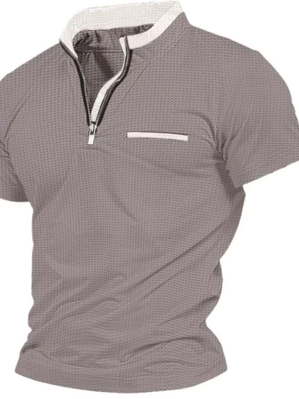 Men's Full Size Zip Collar Short Sleeve Polo Plus Size - Image 2