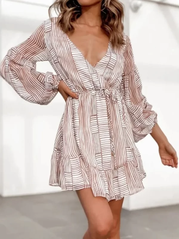 Cutout Back Surplice Long Sleeve Dress - Image 5