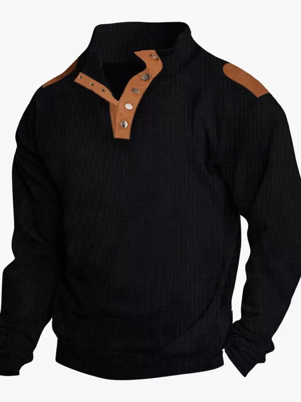 Men's Full Size Quarter Snap Long Sleeve Top Plus Size - Image 6