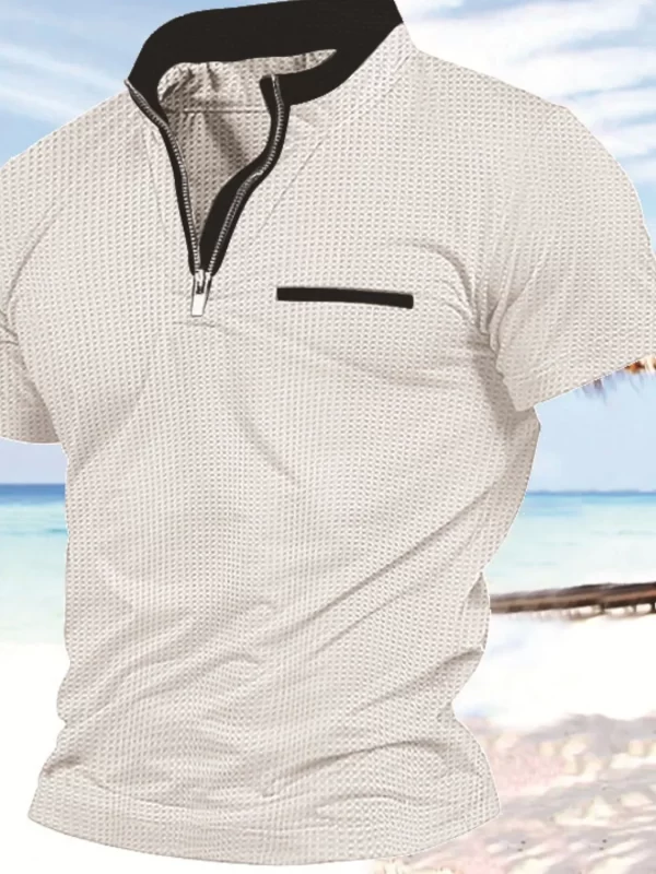Men's Full Size Zip Collar Short Sleeve Polo Plus Size - Image 8