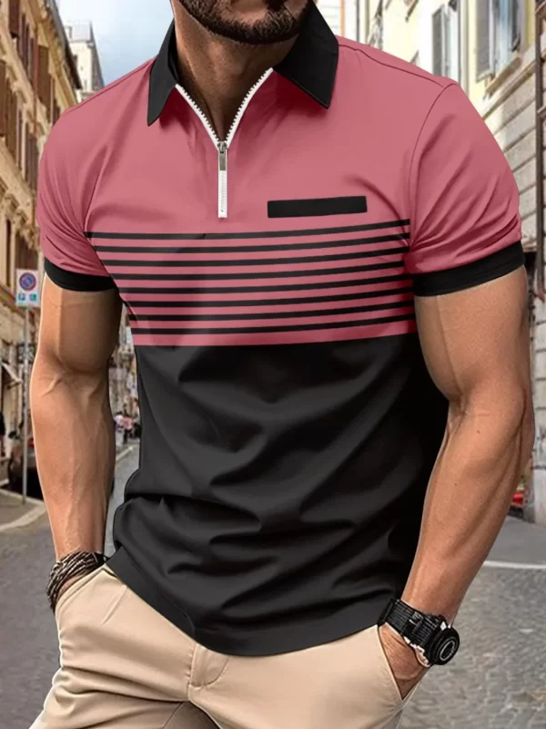Men's Full Size Zip Collar Short Sleeve Polo Plus Size - Image 5