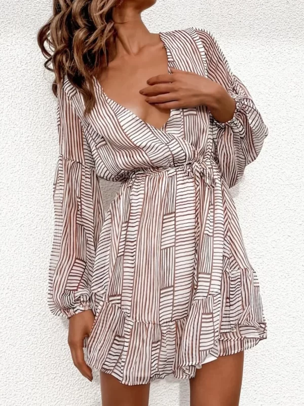 Cutout Back Surplice Long Sleeve Dress - Image 4
