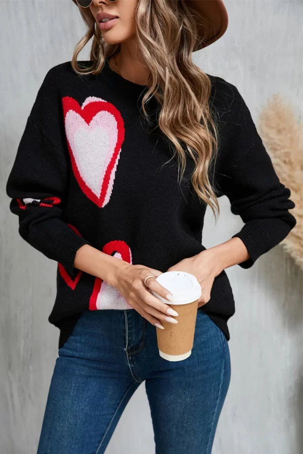 Angel Wings Heart Round Neck Long Sleeve Sweater - Image 4