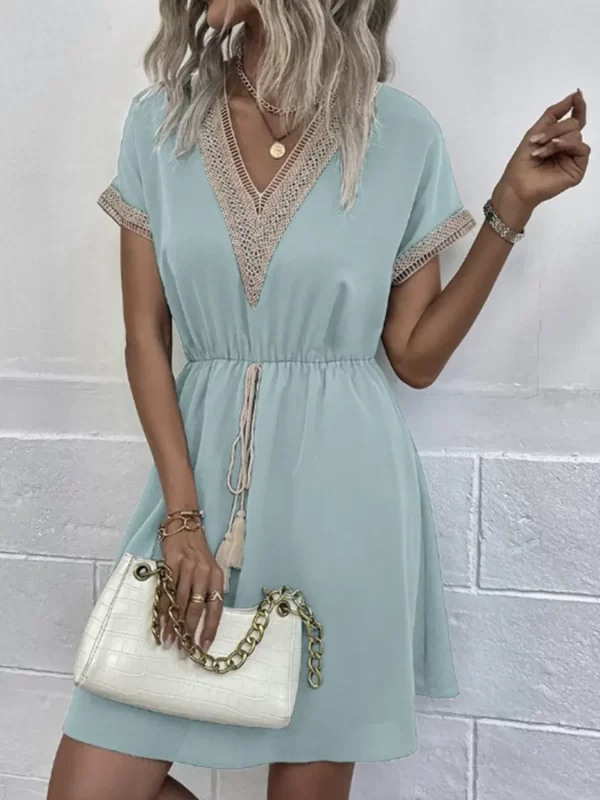 Full Size V-Neck Short Sleeve Dress Plus Size - Image 12