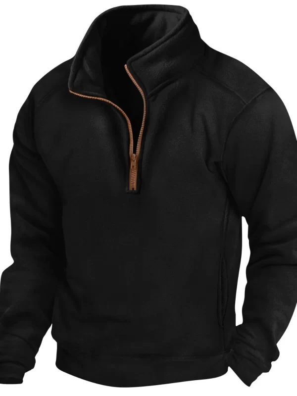 Men's Full Size Half Zip Long Sleeve Sweatshirt Plus Size - Image 7