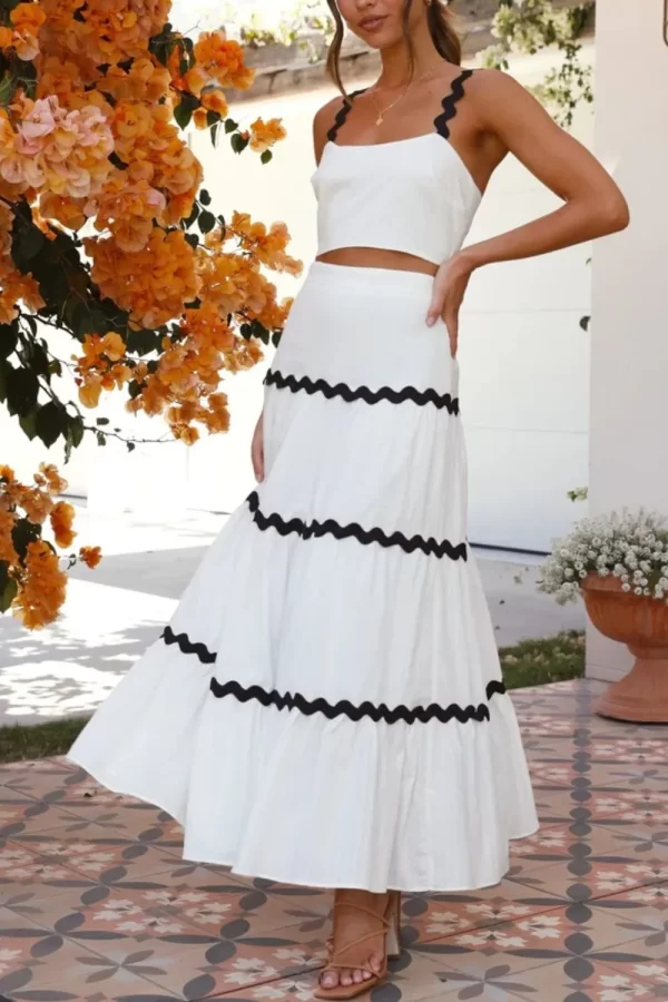 Contrast Trim Cami and Skirt Set - Image 9