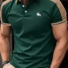 Men's Full Size Embroidered Collared Neck Short Sleeve Polo Plus Size