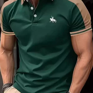 Men's Full Size Embroidered Collared Neck Short Sleeve Polo Plus Size